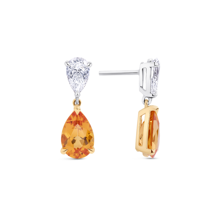 Garnet and Diamond Drop Earrings in 18ct Gold