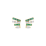 Emerald and Diamond Fan Stud Earrings in 18ct Gold