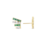 Emerald and Diamond Fan Stud Earrings in 18ct Gold