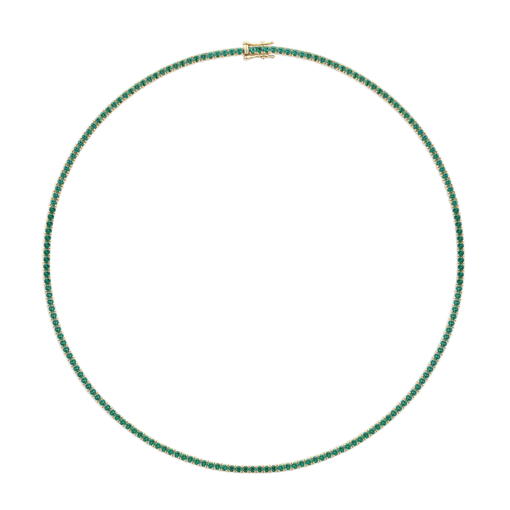 Green Emerald Tennis Necklace in 18ct Yellow Gold
