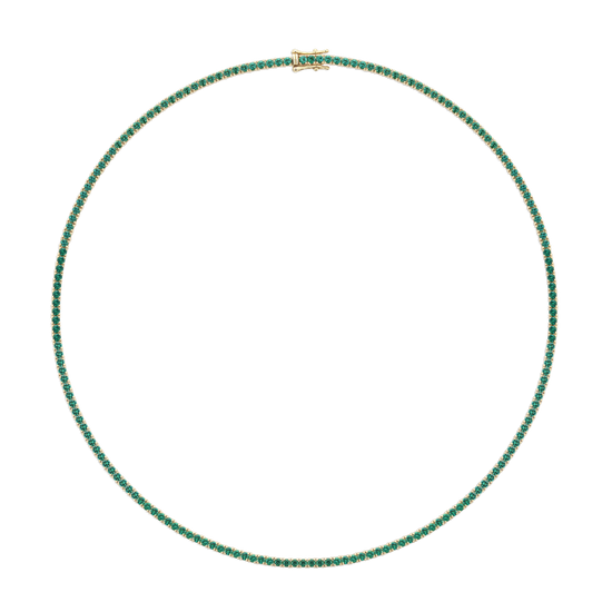 Green Emerald Tennis Necklace in 18ct Yellow Gold