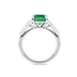 Green Asscher Cut Emerald and Diamond Ring