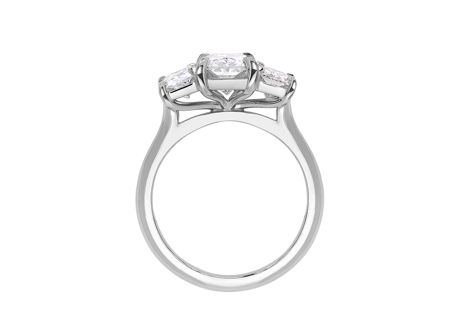Front view of A.G radiant cut trilogy with half round band.
