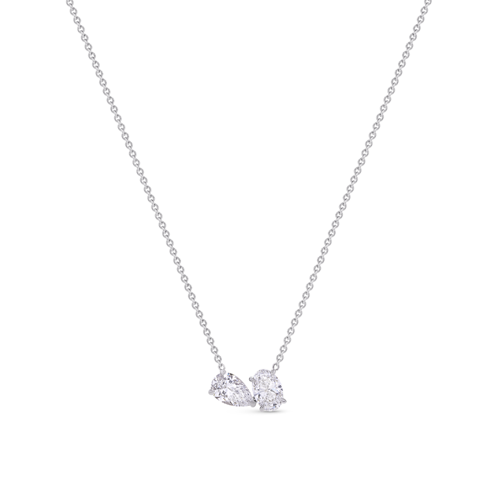 Toi et Moi Diamond Pendant Necklace in 18ct White Gold