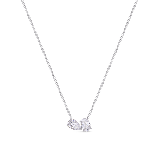 Toi et Moi Diamond Pendant Necklace in 18ct White Gold