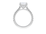 Front view of A.G 3.01ct radiant cut diamond engagement ring.
