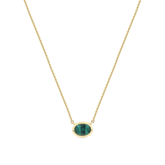 Emerald Bezel Pendant Necklace in 18ct Yellow Gold
