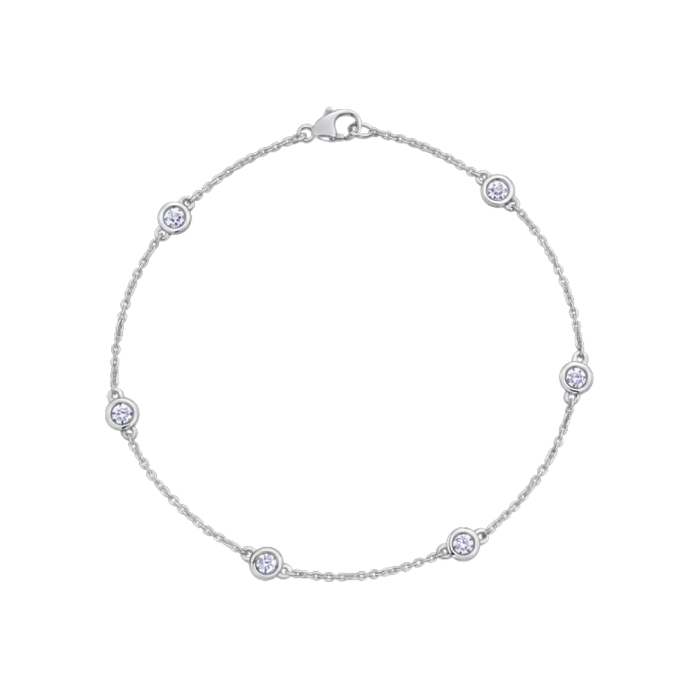 Diamond Station Chain Bracelet in 18ct Gold