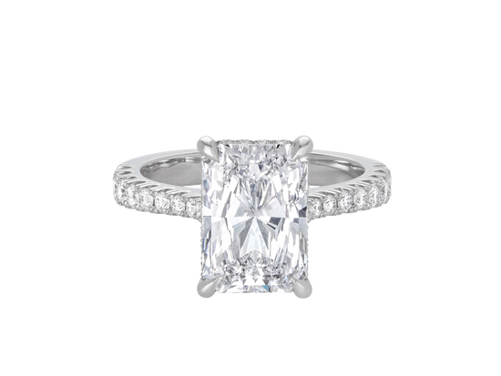 A.G 3.01ct radiant cut diamond engagement ring.
