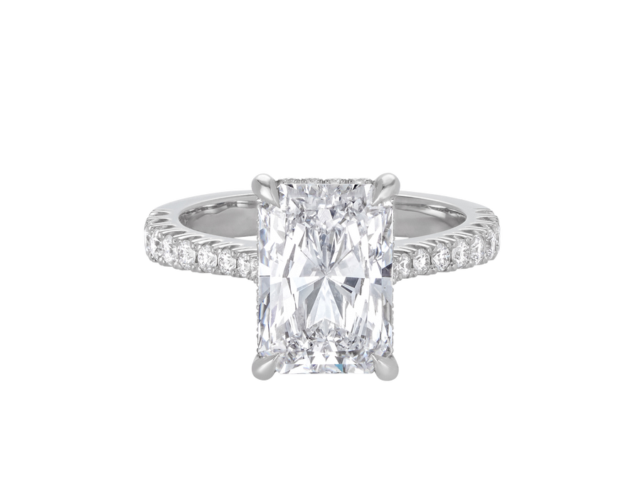 A.G 3.01ct radiant cut diamond engagement ring.