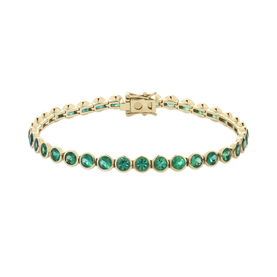 6.28ct Zambian Emerald Tennis Bracelet in 18ct Yellow Gold