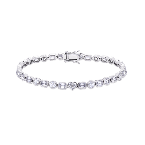 7.66ct Multi-Shape Diamond Bracelet in 18ct White Gold