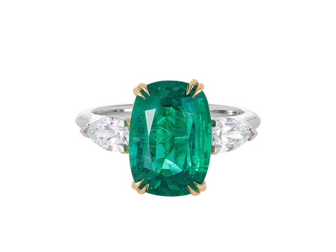 Emerald and Pear Cut Diamond Ring