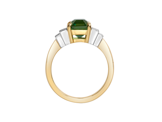 A.G tourmaline and diamond step style ring