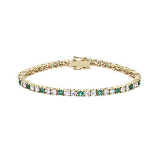 Emerald and Diamond Tennis Bracelet in 18ct Gold