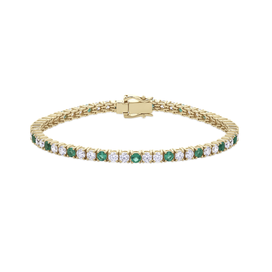 Emerald and Diamond Tennis Bracelet in 18ct Gold