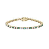 Emerald and Diamond Tennis Bracelet in 18ct Yellow Gold