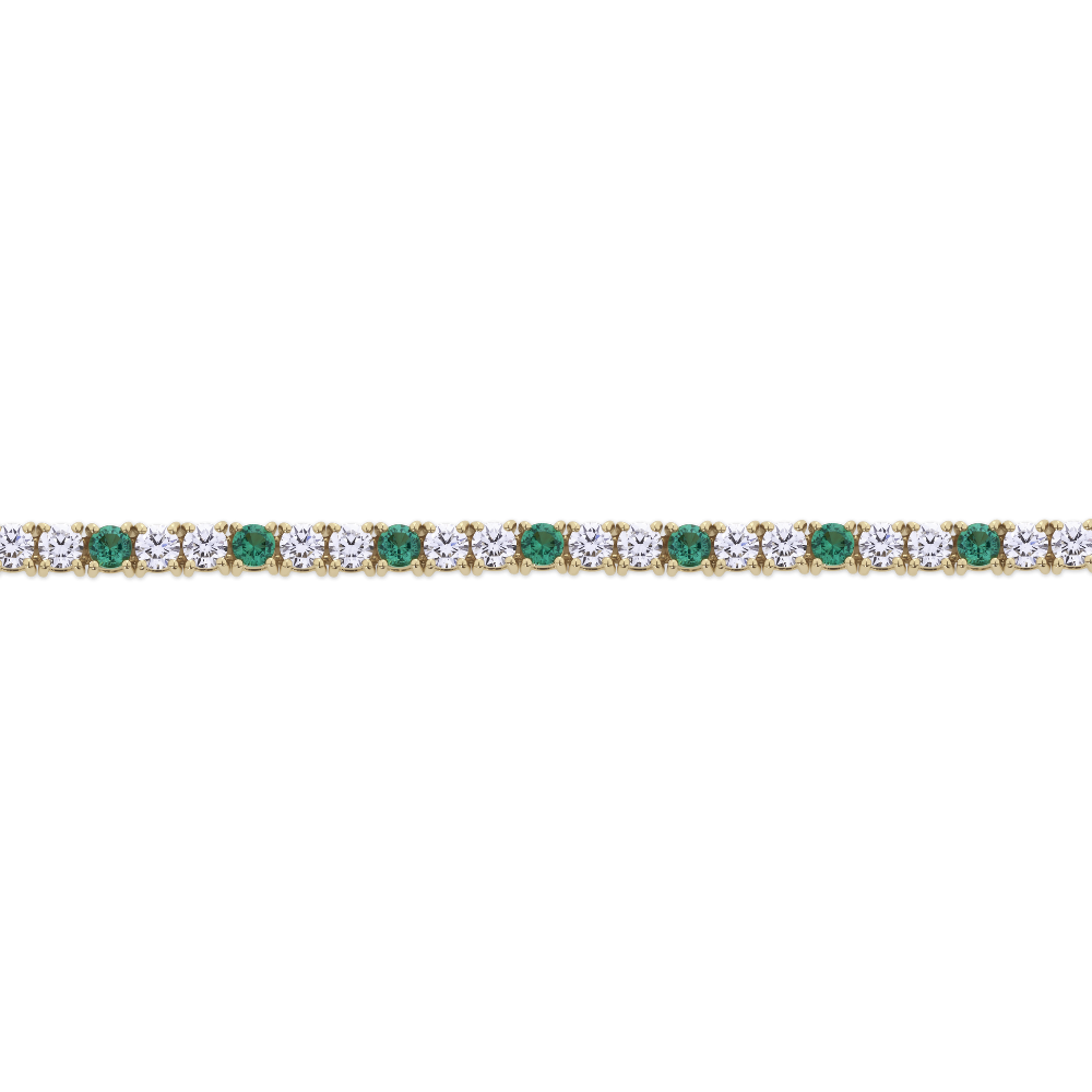 Emerald and Diamond Tennis Bracelet in 18ct Yellow Gold