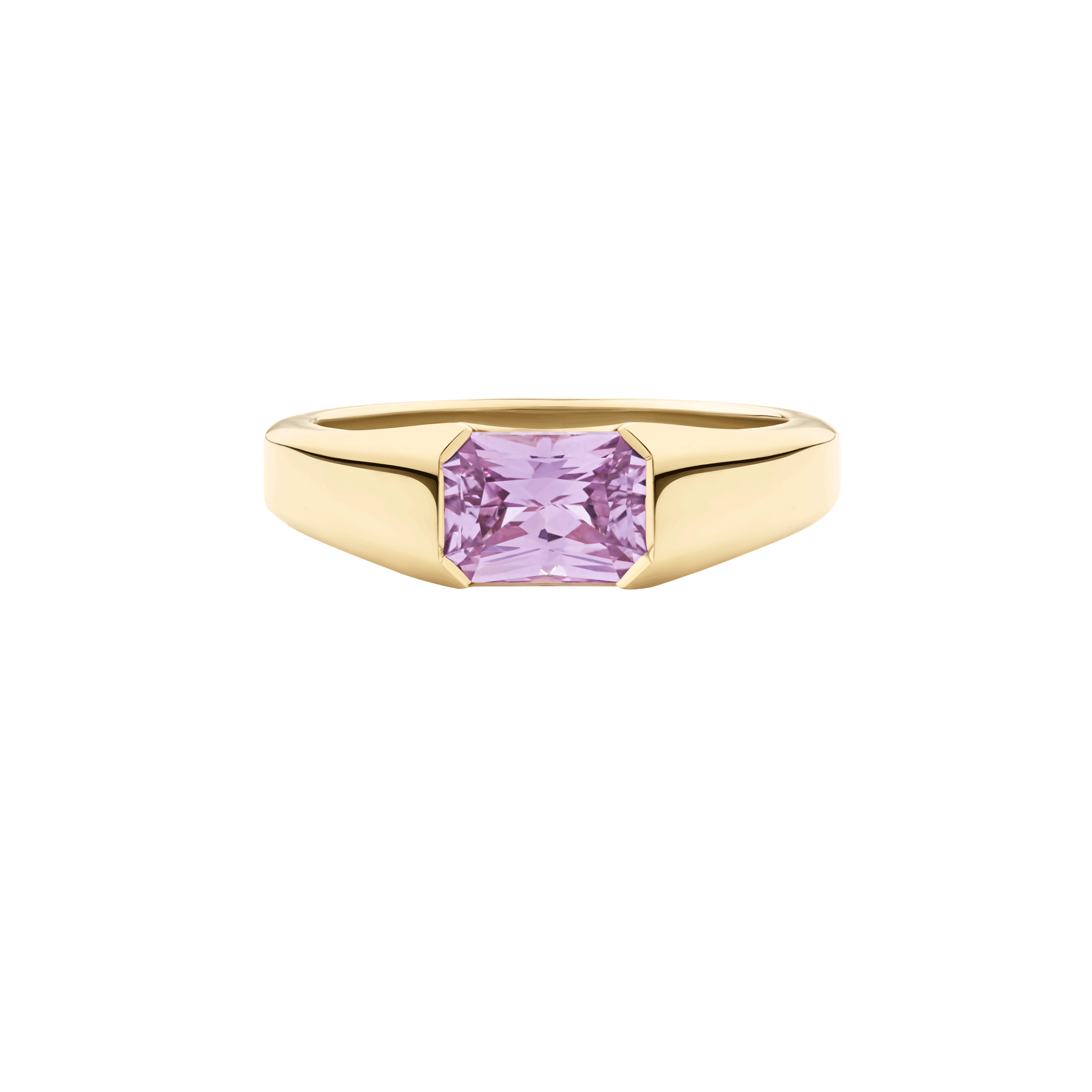 Radiant Cut Pink Sapphire Signet Ring