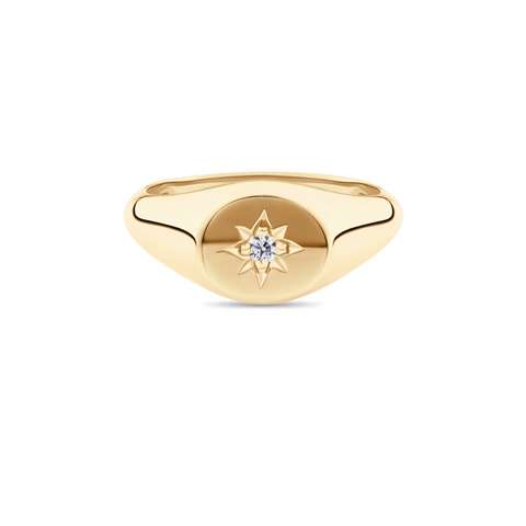 Star Diamond Signet Ring