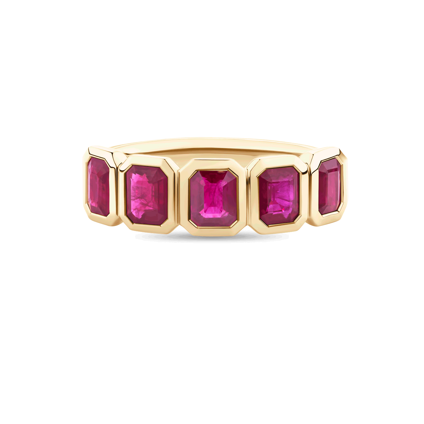 2.21ct Emerald Cut Ruby Bezel Ring
