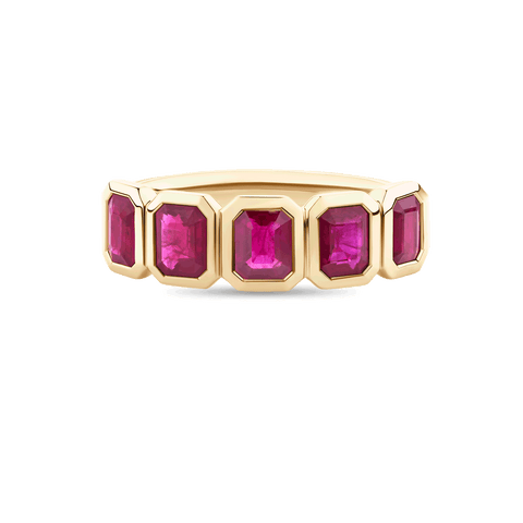 2.21ct Emerald Cut Ruby Bezel Ring
