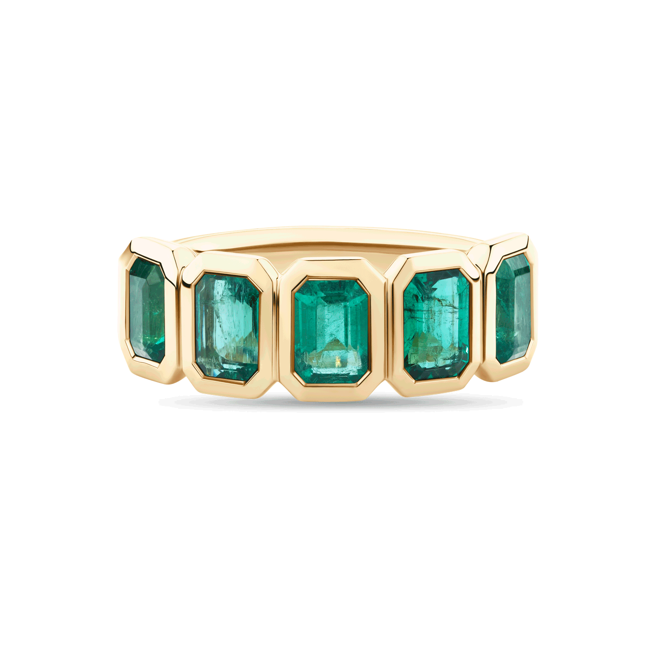5ct Emerald Cut Emerald Bezel Ring