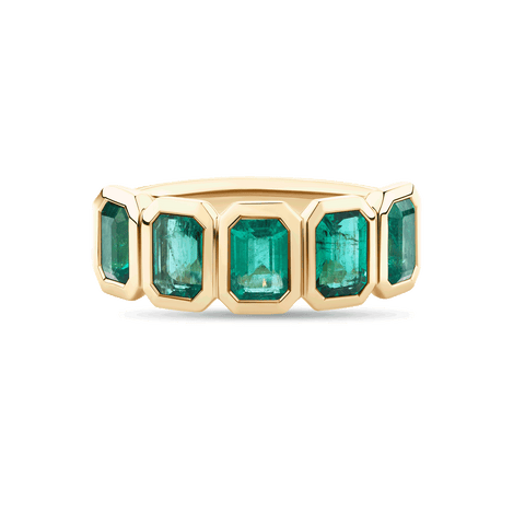 5ct Emerald Cut Emerald Bezel Ring