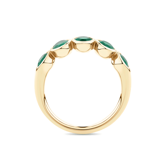Petite Oval Cut Green Emerald Bezel Ring in 18ct Gold