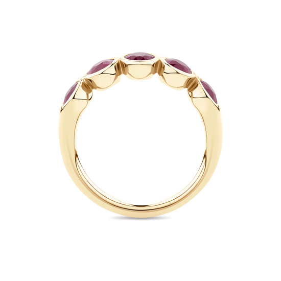 Oval Ruby Bezel Set Eternity Ring in 18ct Yellow Gold