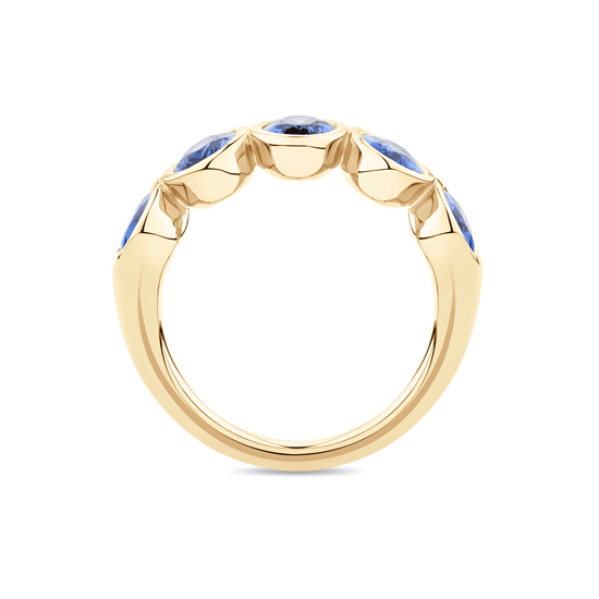 Grand Oval Cut Blue Sapphire Bezel Ring in 18ct Gold