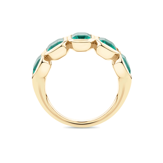 5ct Emerald Cut Green Emerald Bezel Ring in 18ct Gold
