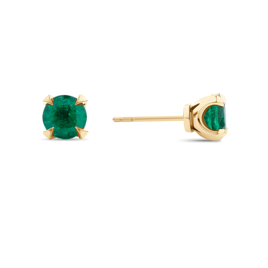 Classic Round Green Emerald Studs