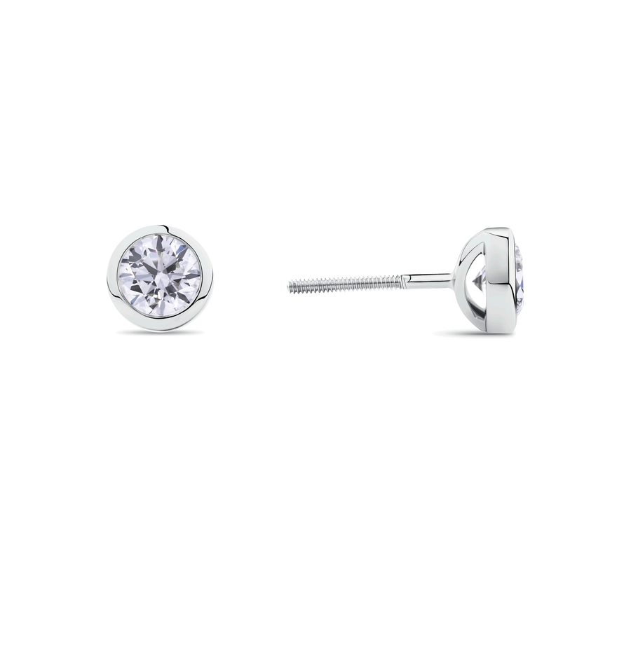 Bezel Set Diamond Stud Earrings in 18ct White Gold