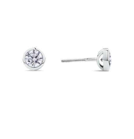 18ct White Gold Bezel Stud Earrings
