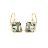 Green Amethyst Bezel Drop Earrings