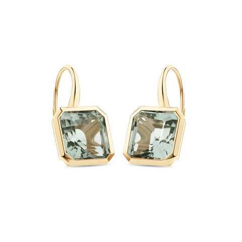 Green Amethyst Bezel Drop Earrings
