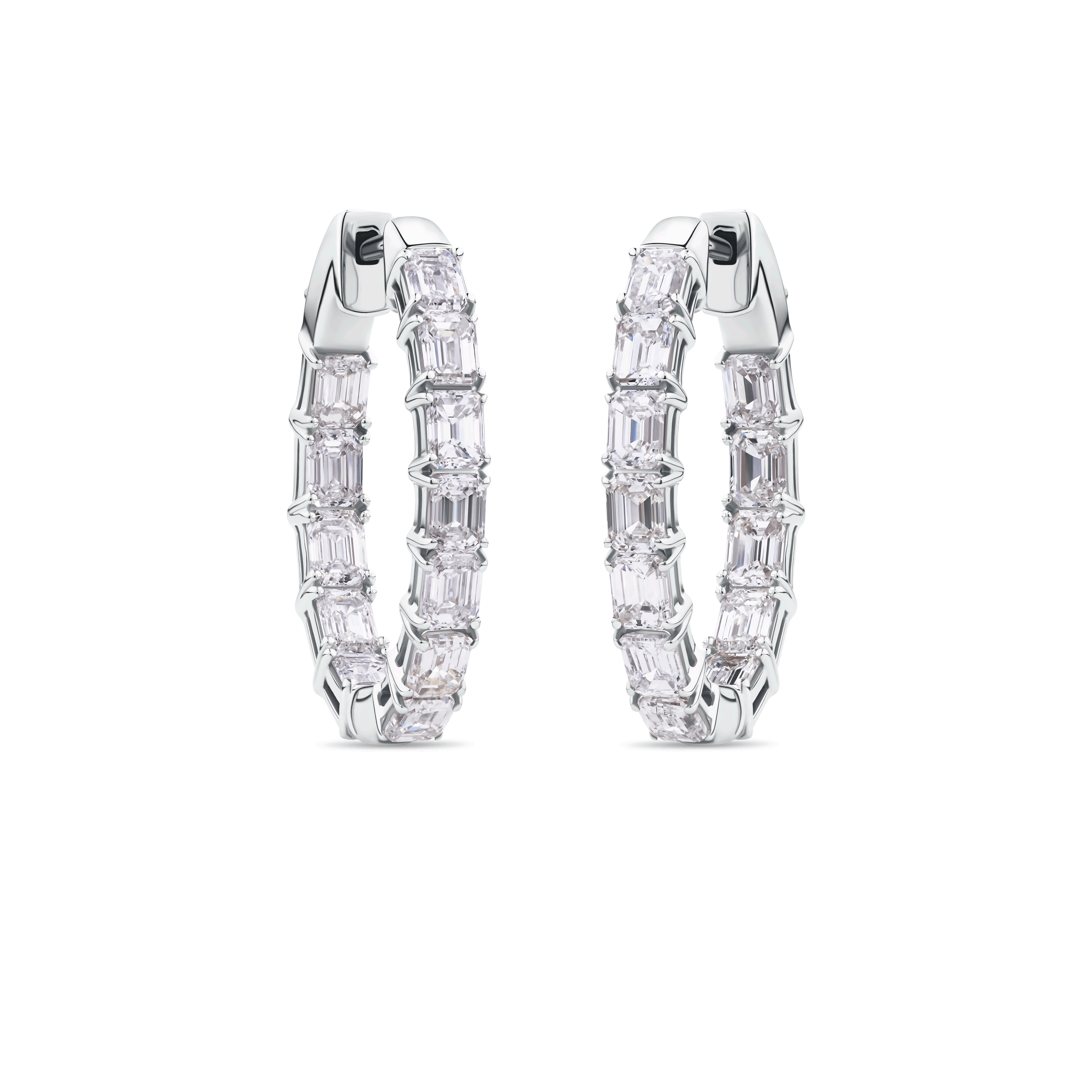 Emerald Cut Diamond Hoops