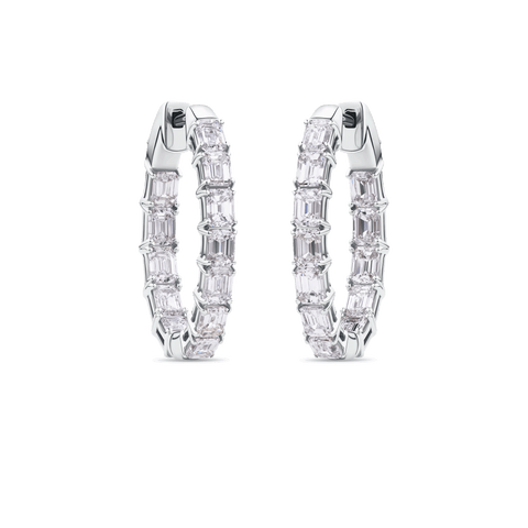 Emerald Cut Diamond Hoops