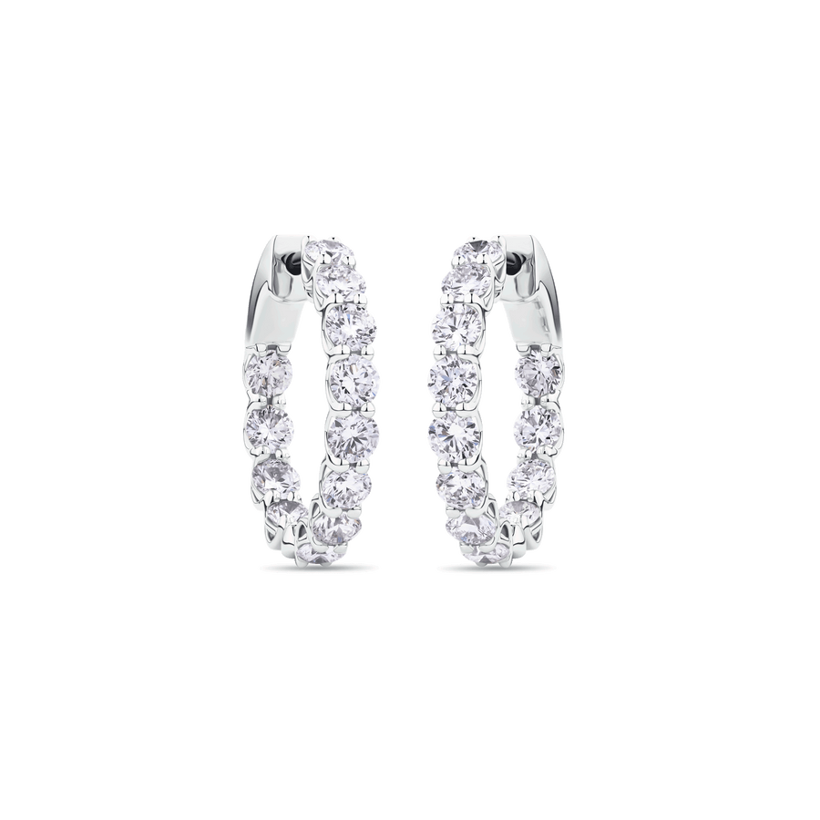 Petite Diamond Scallop Hoops in 18ct Gold