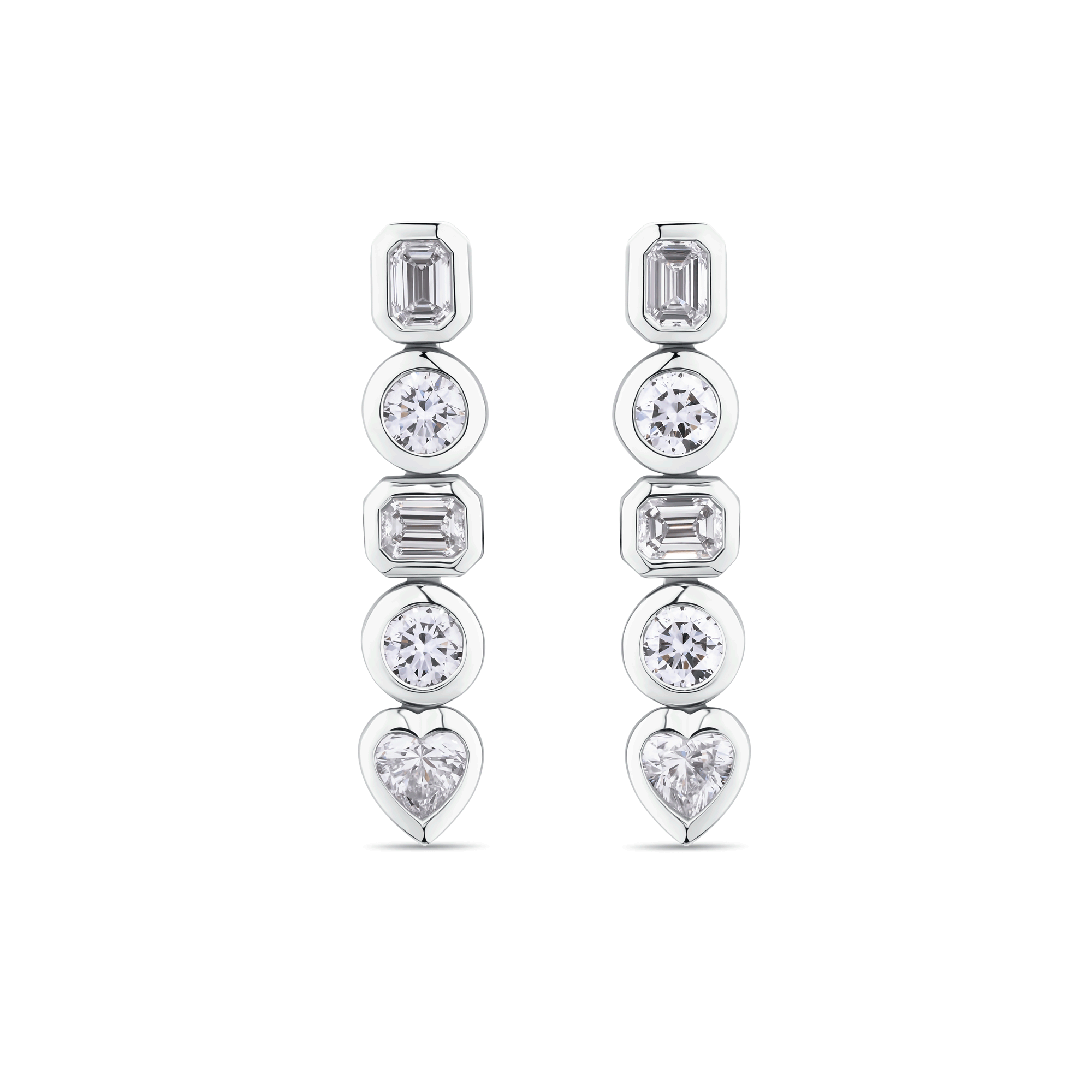 18ct White Gold Stud Drop Earrings