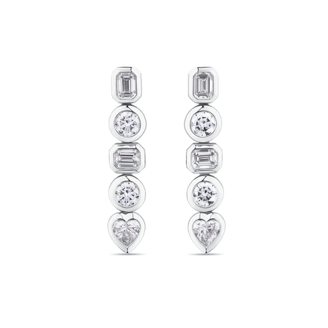 18ct White Gold Stud Drop Earrings