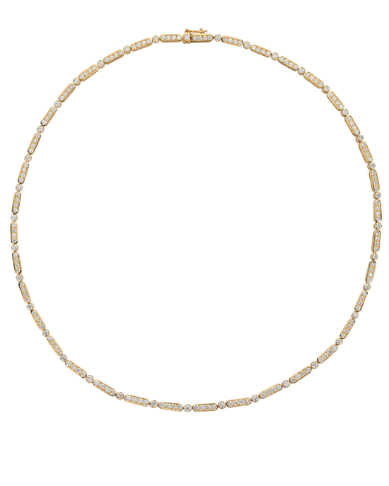 Grain Set Diamond Tennis Necklace in 18ct Yellow Gold