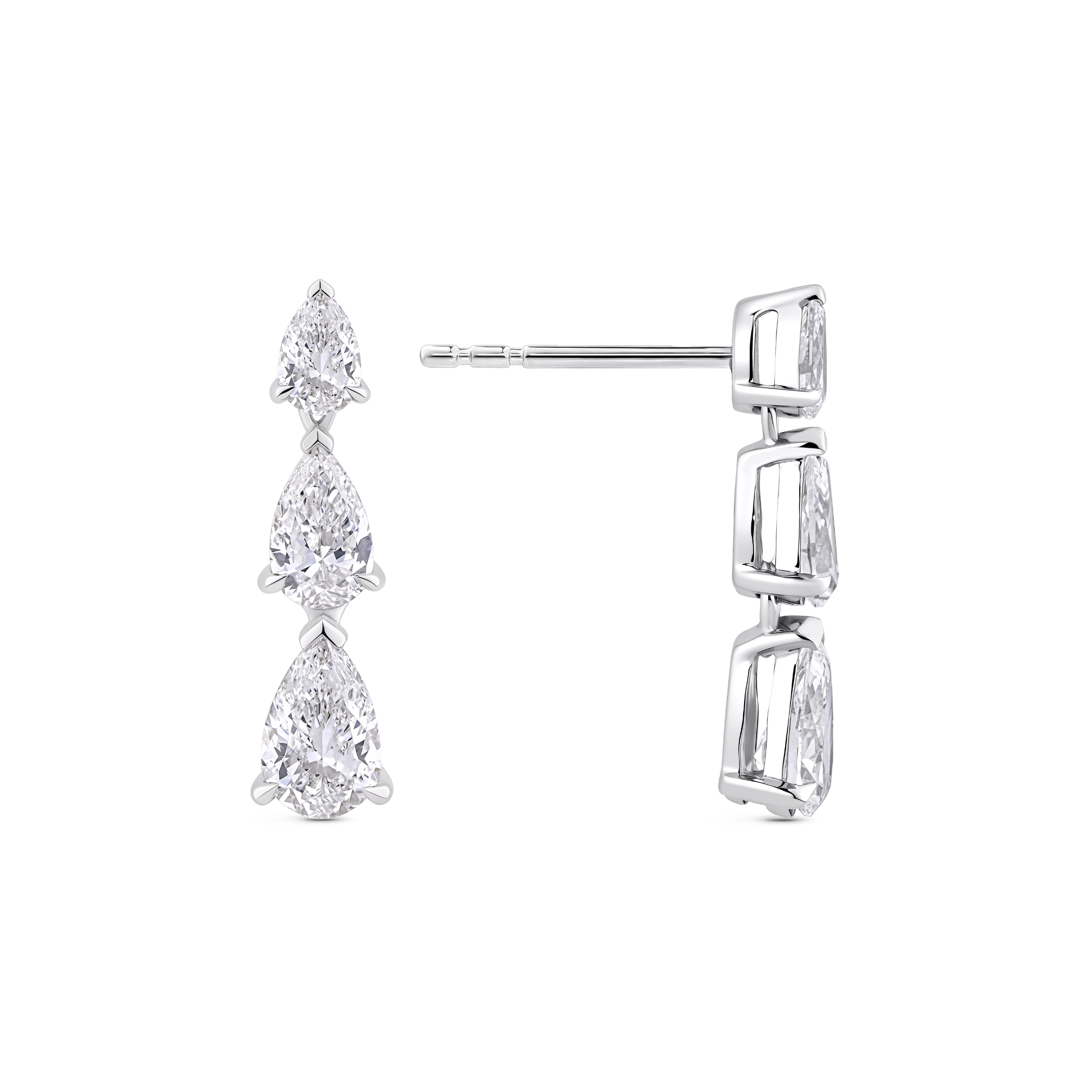 Pear Diamond Drop Earrings in 18ct Gold