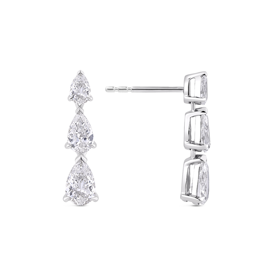Pear Diamond Drop Earrings in 18ct Gold