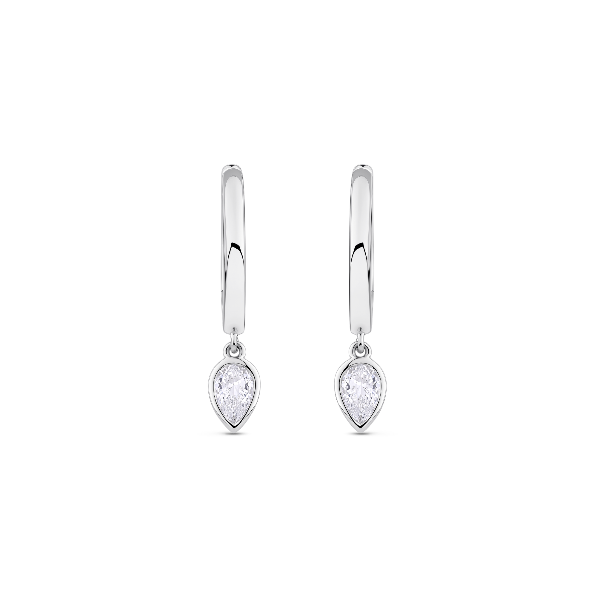 Pear Diamond Huggie Earrings in 18ct Gold