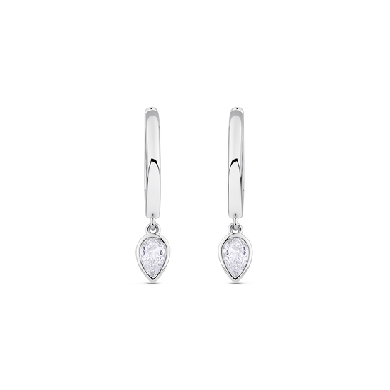 Pear Diamond Huggie Earrings in 18ct Gold