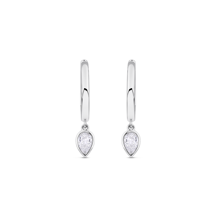 Pear Diamond Huggie Earrings in 18ct Gold