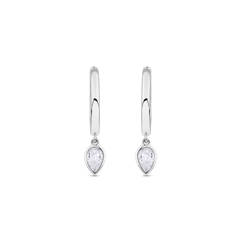 Pear Diamond Huggie Earrings in 18ct Gold