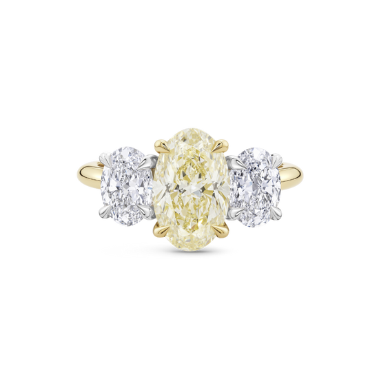 2ct Oval Yellow Diamond Trilogy Engagement Ring